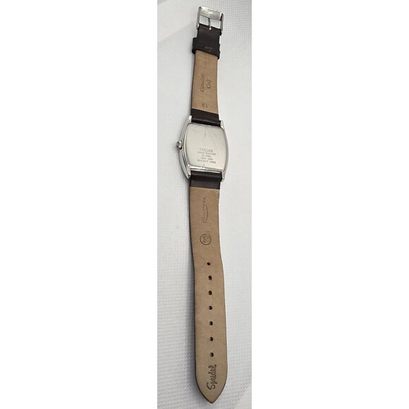 Woman\'s Pulsar Crystal Accented Silver Tone Case Black Leather Strap Watch 02